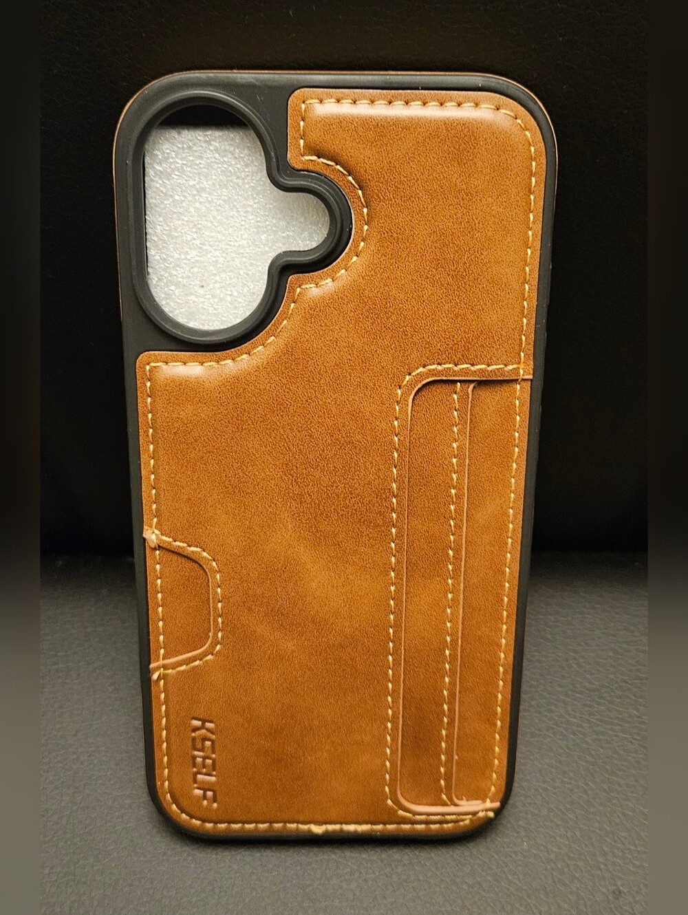 Kself Leather Case for iPhone 16 with Card Holder Soft Leather Wallet Case